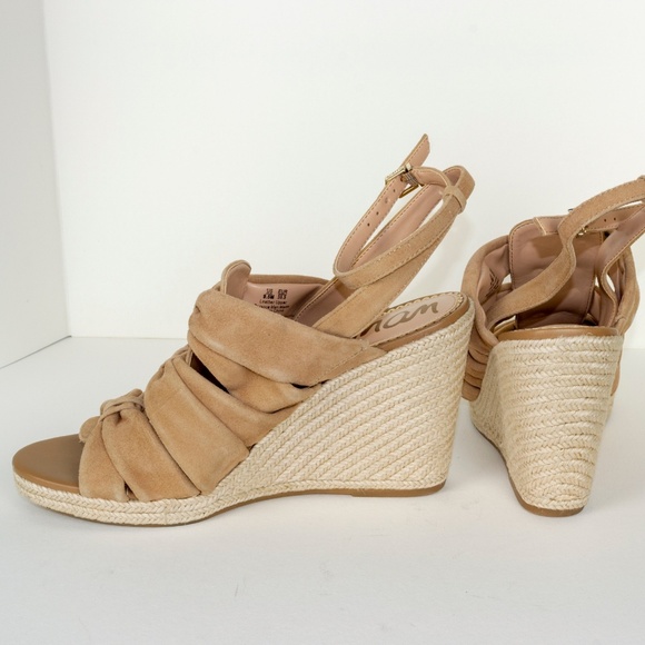 Wedge sandals suede Sam Edelman natural tan straps - Picture 5 of 5